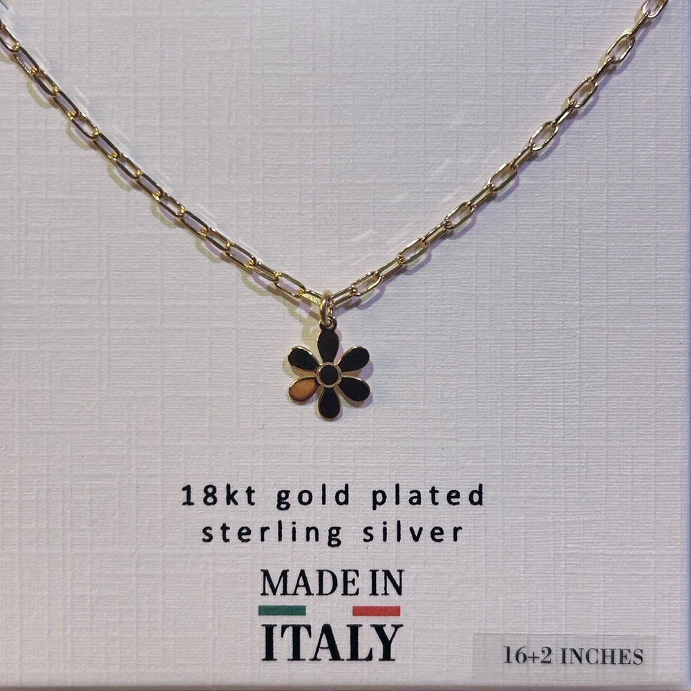 LUCIA MARA Made In Italy 18kt Gold Plated Sterling Silver Daisy Necklace NWTS - Picture 4 of 8